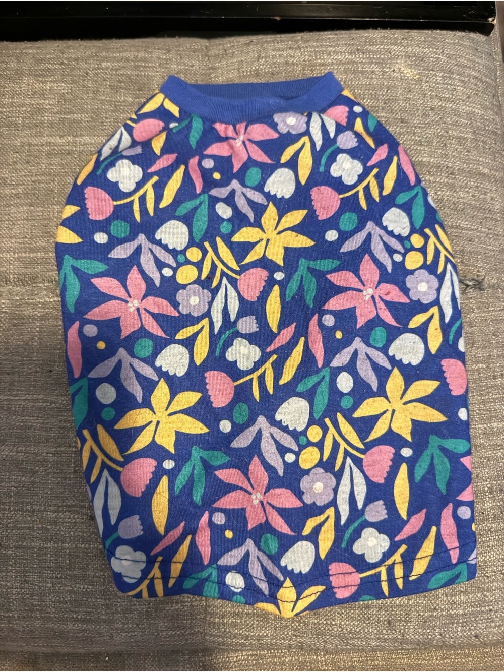 XS dog Floral Rash Guard Swim Top - Blue with Pink Yellow Flowers
